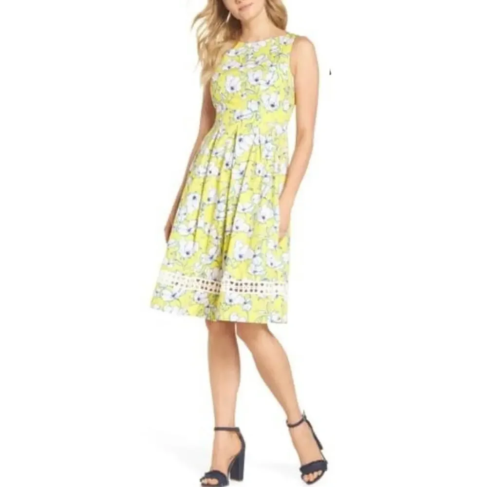 Eliza J Yellow Floral Pleated Dress - Picture 7 of 13